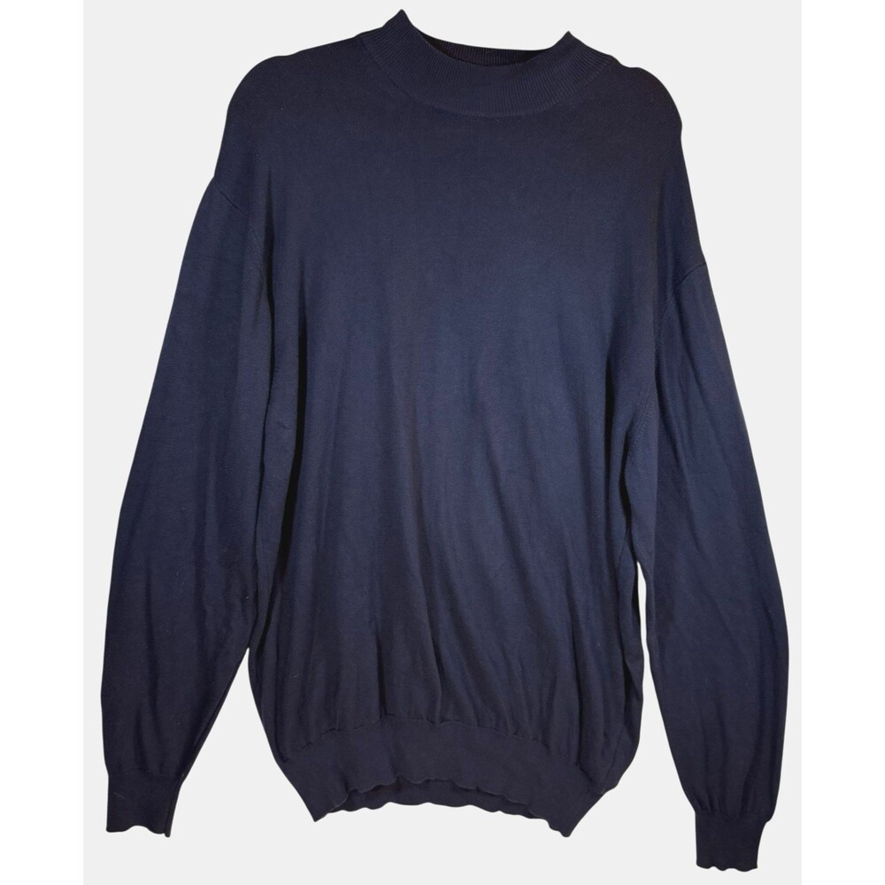MURANO by Raffi Sweater Mens XL Navy Blue‎ Cotton Modal Made Italy Crew Neck